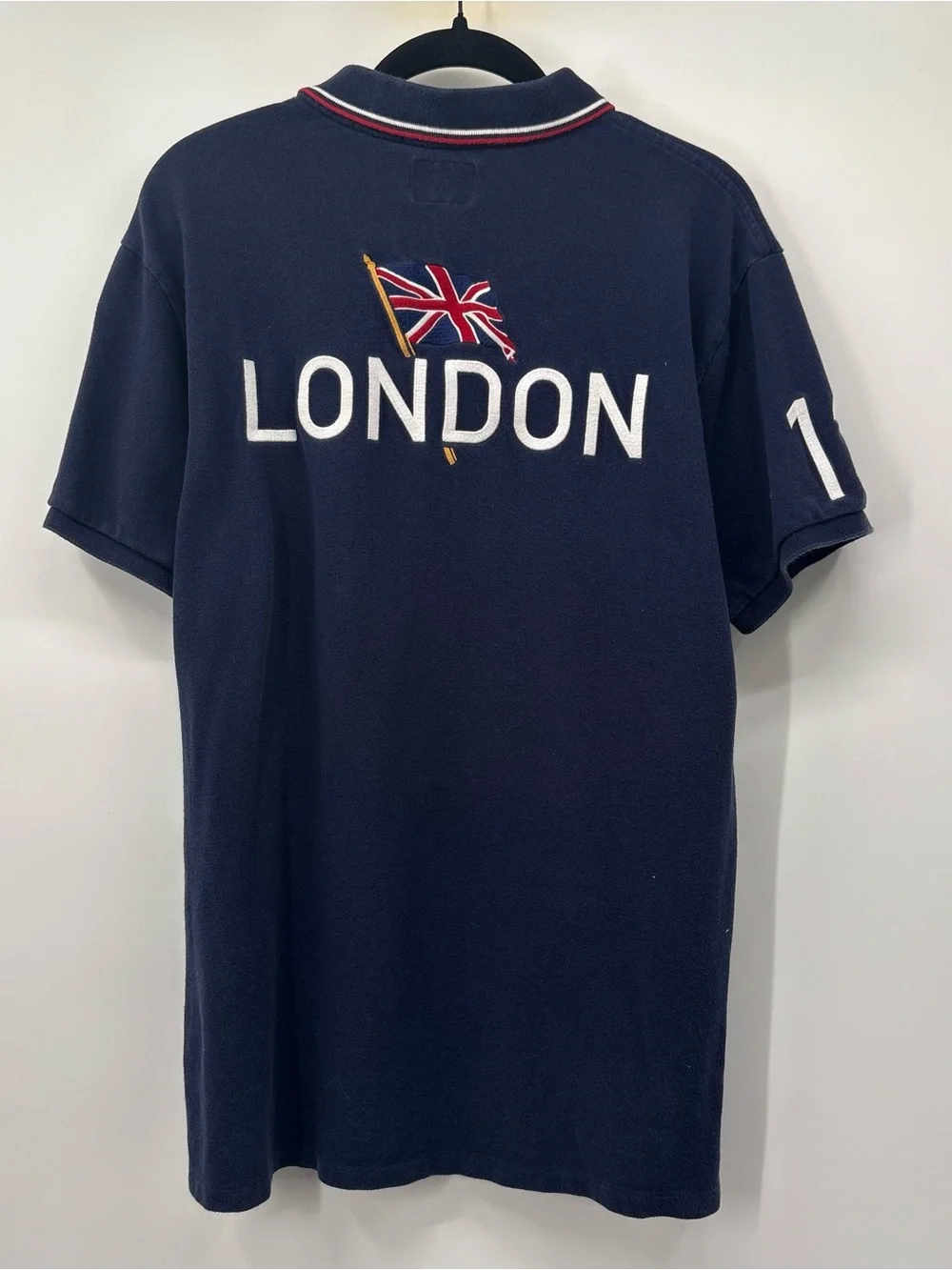 Polo by Ralph Lauren Navy Short-Sleeve Olympic Polo with Red Trim